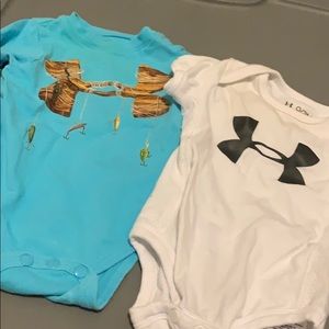 Two under armor little boys onesies